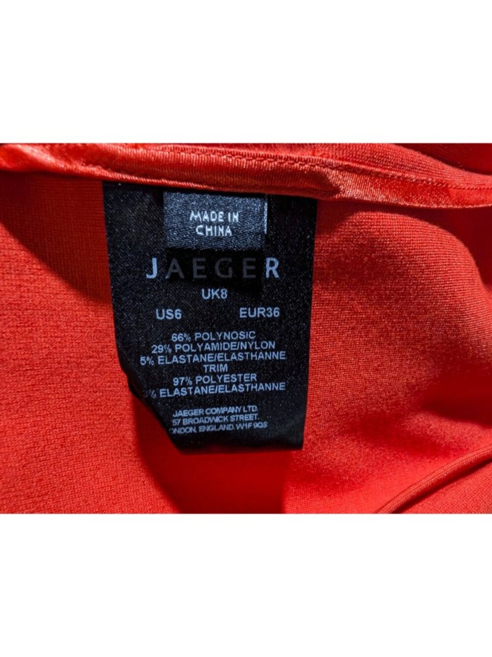 Jaeger London Dress Womens 6 Red Orange Sheath Stretch Long Sleeve Career - Picture 11 of 15